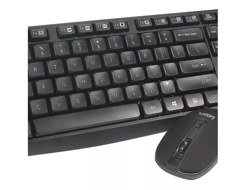 Laser Multimedia Wireless Keyboard and Mouse Combo - Black