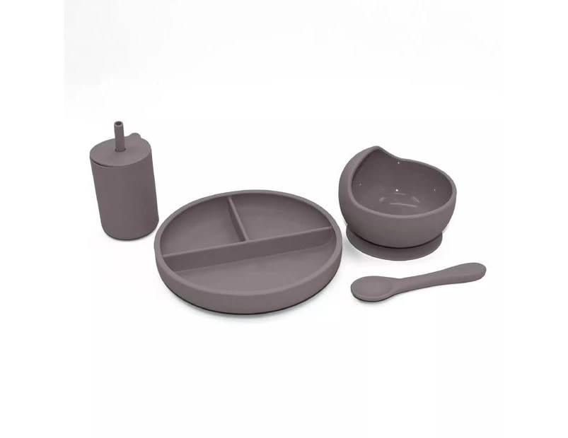 Playette Silicone Feeding Set - Grey - Grey