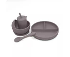 Playette Silicone Feeding Set - Grey - Grey
