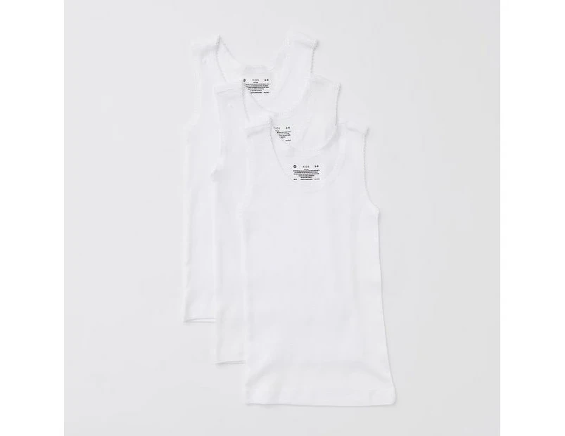 Target 3 Pack Organic Cotton Girls Vests - White