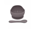 Playette Silicone Bowl and Spoon Set - Grey - Grey