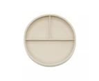 Playette Silicone Divided Plate with Suction Base - Sand - Neutral