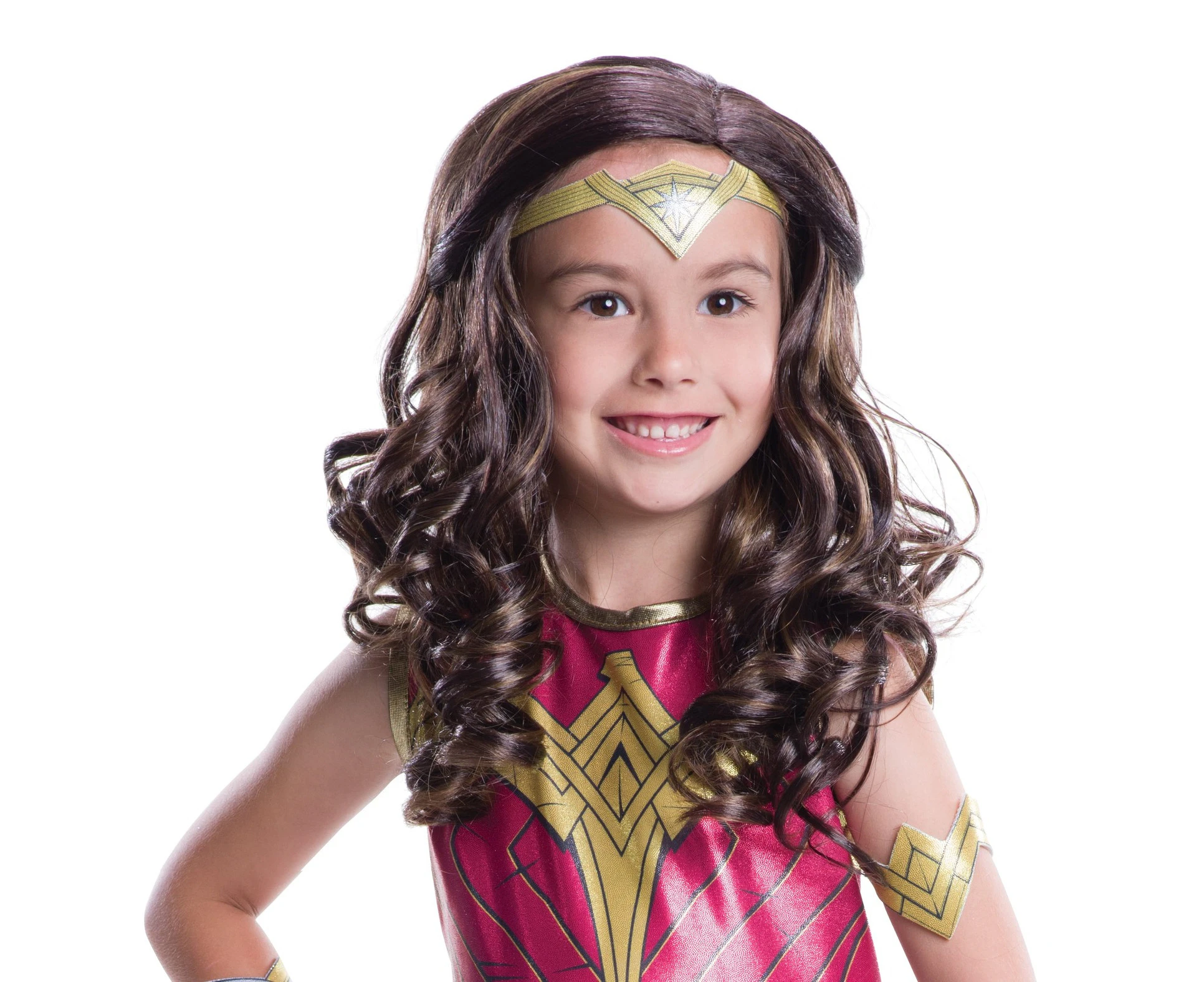 DC Comics Wonder Woman Wig Long Brown Hair Halloween Costume Accessory Child