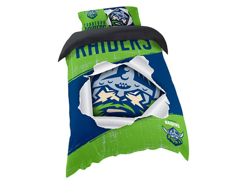 Canberra Raiders NRL SINGLE Bed Quilt Doona Duvet Cover and Pillow Case Set