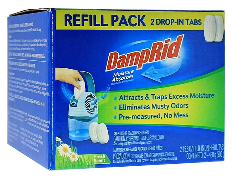 DampRid Drop-in-Tabs Refill 2 Pack Fresh Scent, 900 g