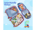 Costway 2pcs Kids Luggage Set 13"+18" Travel Trolley Dinosaurs Rolling Suitcase Children Backpack Gift Blue