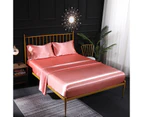 Satin Silk Bed Sheet Set Fitted Sheet Mattress Protector Cover-Flat Sheet Fitted Sheet Pillowcases Bed Sheets Set - Hot Pink