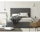 Gas Lift Storage Bed Frame with Diamond Pattern Bed Head in King, Queen and Double Size (Charcoal Fabric)