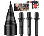 Firewood Log Splitter, 3pcs Drill Bit Removable Cones Kindling Wood Splitting logs bits Heavy Duty Electric Drills Screw Cone Driver Hex + Square + Round 3