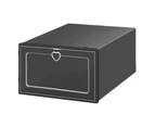 2Pcs Shoes Box with Heart Pull Ring Easy Assembly Plastic Drawer Type Shoes Case Home Storage-Black unique value