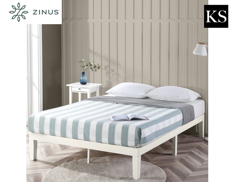 Zinus Moiz Timber Bed Frame Base White - King Single