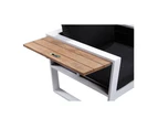Outdoor Corfu 3+1+1 Aluminium And Teak Timber Lounge With Coffee Table & Side Table - White Aluminium with Denim - Outdoor Aluminium Lounges