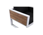 Outdoor Corfu 3+1+1 Aluminium And Teak Timber Lounge With Coffee Table & Side Table - White Aluminium with Denim - Outdoor Aluminium Lounges
