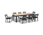 Balmoral 2.5m Teak Top Aluminium Table with 8 Capri Dining Chairs - Outdoor Dining Settings - Charcoal