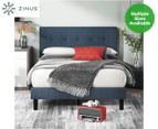 Zinus Navy Fabric Bed Frame w/ Buttons