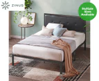 Zinus Cherie Leather Bed Frame with Metal Slats - Black