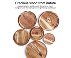 -2 Pack Acacia Wood Dinner Plates, Round Wood Plates, Easy Cleaning & Lightweight for Dishes Snack, Dessert