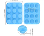 12-cup Silicone Muffin Pan, Non-stick Muffin Molds, Baking Pan For Cupcake, Tarts, Egg Bites(blue)2pcs