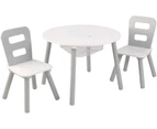 Round Table and 2 Chair Set for Kids (Gray)
