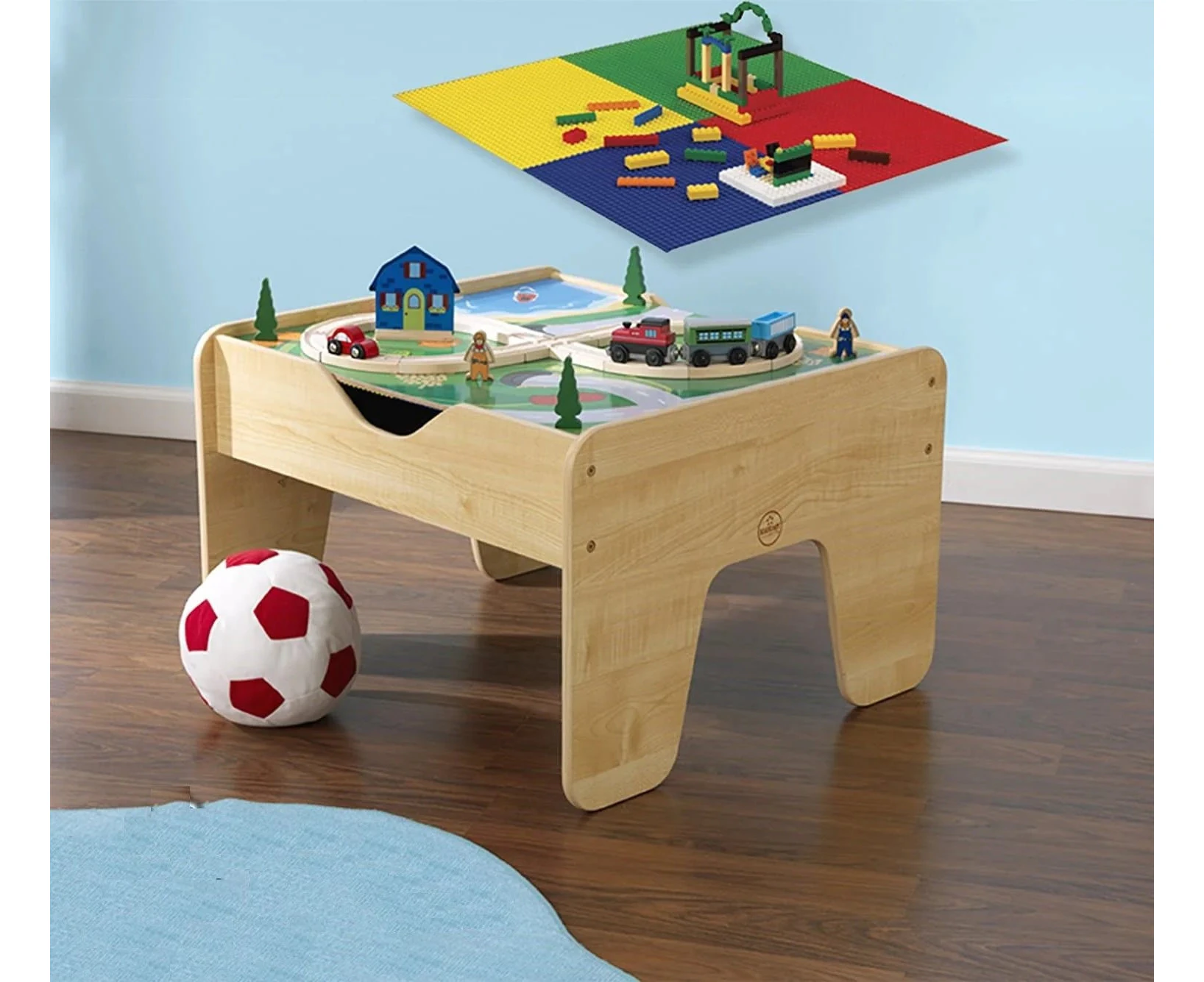 Lego Compatible 2 in 1 Activity Table for Kids (Natural)