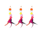 3pcs cat wand toy supplement replacement head interactive cat toy hair ball and feather style3