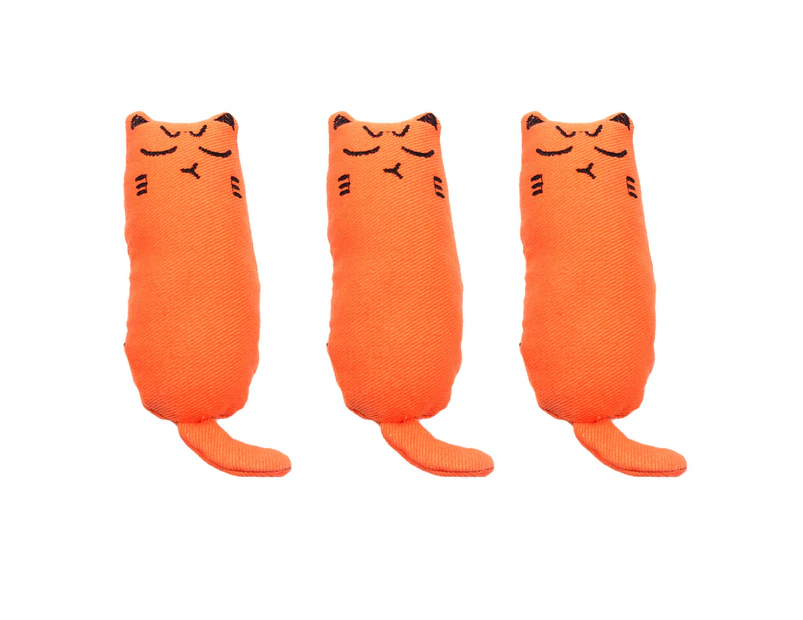 3pcs Catnip toy indoor cat playing chewing teeth cleaning toy pillow Orange