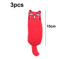 3pcs Catnip toy indoor cat playing chewing teeth cleaning toy pillow red