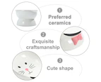 2pcs Cat Bowls Ceramic Raised Cat Bowl Tilted Protect Cat's Spine, Stress Free, Prevent Vomiting style4