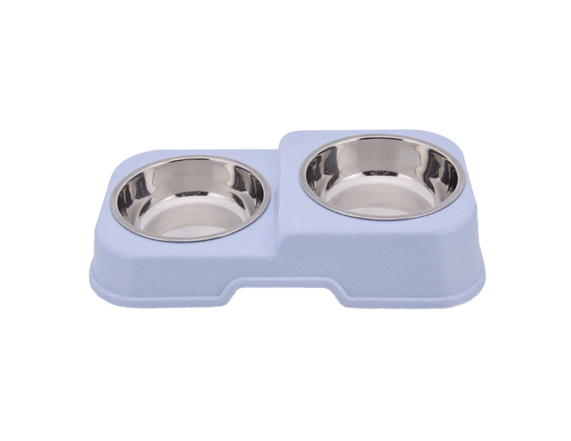 Dog Bowls Water and Food Double Bowls Stainless Steel Bowls,Pet Feeder Bowls for Medium Dogs Cats blue