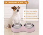 Dog Bowl Double Bowl Stainless Steel Water and Food Raised Bowls, Pet Feeder Bowls pink