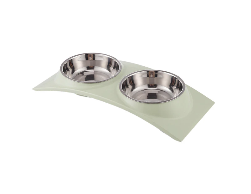 Dog Cat Double Bowls Stainless Steel Pet Bowls, Food Water Feeder Cats Small Dogs green