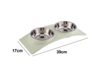 Dog Cat Double Bowls Stainless Steel Pet Bowls, Food Water Feeder Cats Small Dogs green
