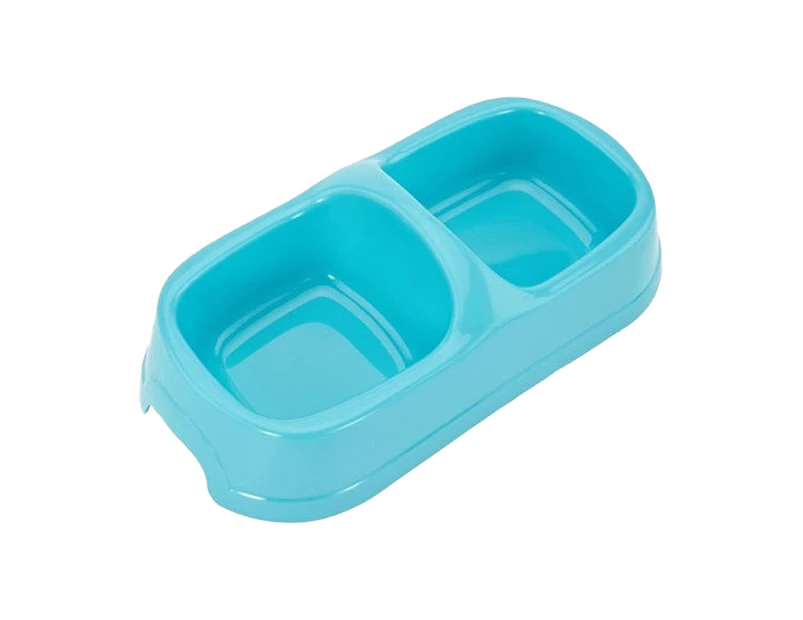 Pets Double Dish Food Water Bowl,Cat and dog food water bowl blue
