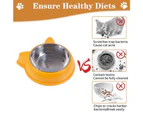 Dog Bowls Cat Bowls,Cat Food Bowl with Stainless Steel Bowl, Sturdy Elevated Cat Bowls yellow