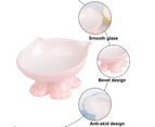Slanted Elevated Cat Bowls Ceramic Raised Cat Food Bowl for Protecting Pet's Spine pink