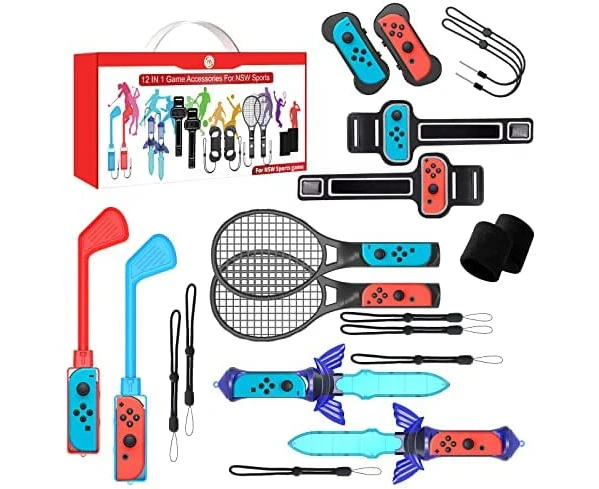 2023 Sports Accessories Bundle - 12 in 1 Family Accessories Kit compatible with Nintendo Switch Sports Games