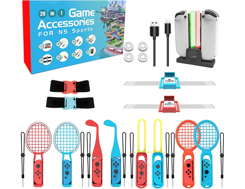 Sports Accessories Bundle 20 in 1 Family Accessories Kit Compatible with Nintendo Switch Sports Games