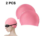 Silicone Swim Cap,Comfortable Bathing Cap Ideal for Curly Short Medium Long Hair, Swimming Cap for Women and Men, Shower Caps Keep Hairstyle Unchanged-Pink