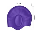 Swim Cap for Women and Men with Average or Large Heads - Great for Adults, Older Kids, Boys and Girls - Free Nose Clip-Purple