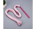 Cat interactive toy cartoon serpentine funny cat stick toy plush toy funny kitten pet toy-pink