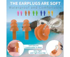 Swimming Earplugs, 2-Pairs Pack Waterproof Reusable Silicone Swimming Ear Plugs for Swimming Showering Bathing Surfing Snorkeling -Orange