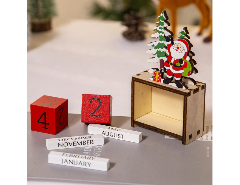 Christmas Countdown Blocks | Santa Claus Reindeer Snowman Signs Wooden Blocks | Christmas Countdown Advent Calendar Party Table Decorations