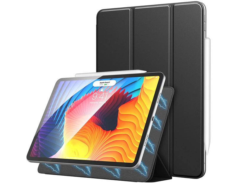 iPad Pro 11 (2021 / 2020 / 2018) / iPad Air 4 (2020) Case, Genuine MOKO Magnetic Slim Folio Stand Cover for Apple - Black