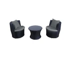 3pc Lounge Set Outdoor Furniture Rattan Wicker Chair Glass Coffee Table Garden Patio