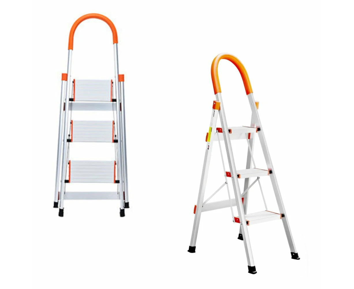 3 Step Aluminium Multi Purpose Folding Ladder Light Weight Non Slip Platform