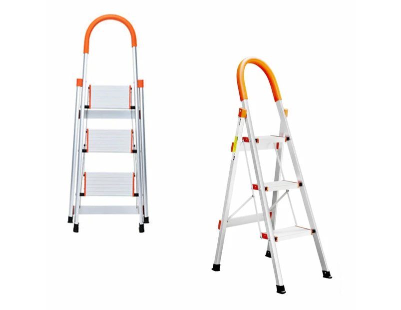 3 Step Aluminium Multi Purpose Folding Ladder Light Weight Non Slip Platform