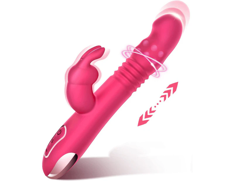 Beaded Waterproof Thrusting G Spot Vibrator, 9.8" Rabbit Vibrator Adult Sex Toys with 3 Thrusting & Rotation 10 Vibrations Modes