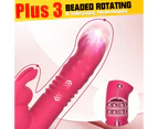 Beaded Waterproof Thrusting G Spot Vibrator, 9.8" Rabbit Vibrator Adult Sex Toys with 3 Thrusting & Rotation 10 Vibrations Modes