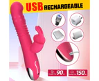 Beaded Waterproof Thrusting G Spot Vibrator, 9.8" Rabbit Vibrator Adult Sex Toys with 3 Thrusting & Rotation 10 Vibrations Modes