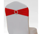 Spandex Chair Cover Bands Sashes With Buckle Wedding Event Banquet - Red